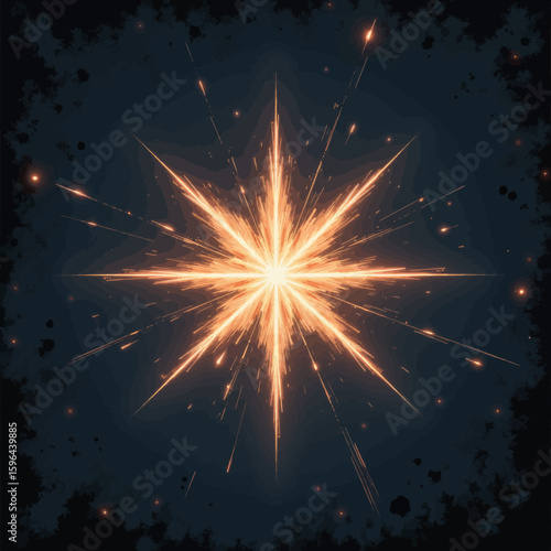 Brilliant Fireworks Burst in Night Sky with Sparkling Stars