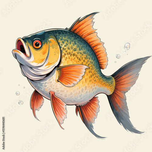 Colorful Fish Swimming in Bubbly Water