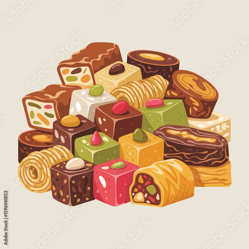 Assortment of delicious middle eastern sweets and desserts