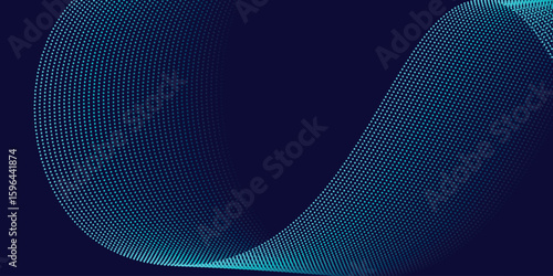 Dark abstract background with bright blue waves and dots. Vector design concept for posters, cards, brochures, booklets, and flyers.