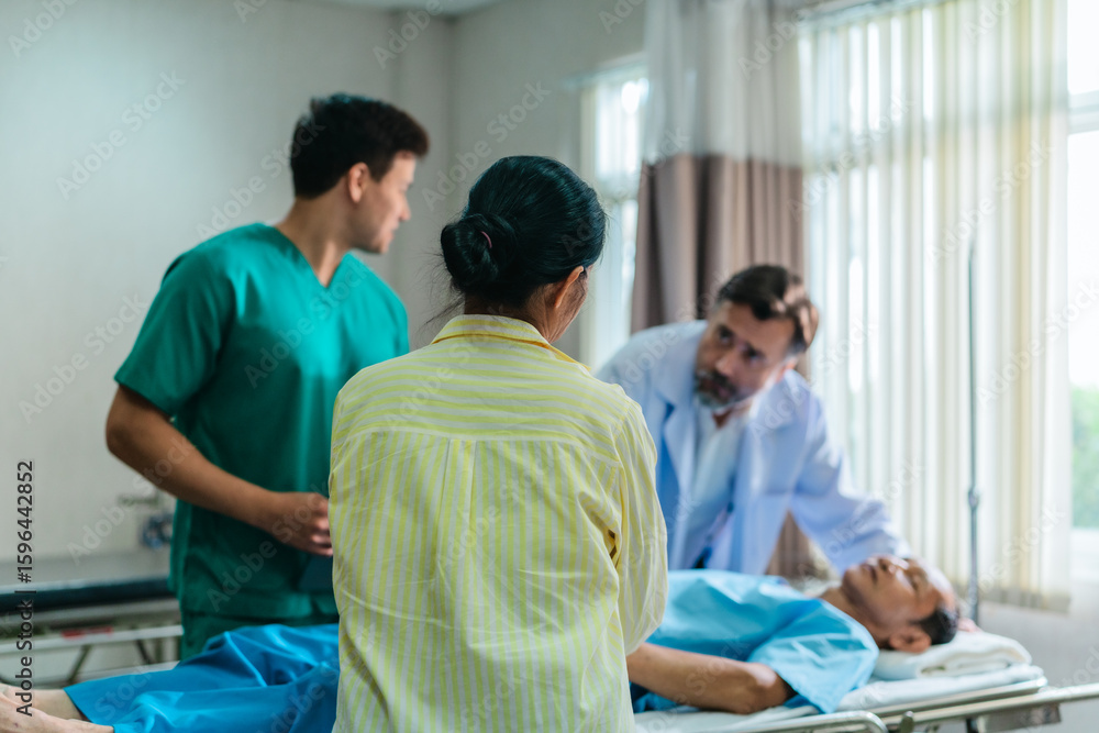 Fototapeta premium Family Visit in Hospital Room