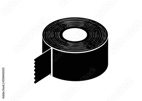 Black silhouette of a tape measure tool on a white background