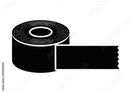 Black silhouette of a tape measure tool on a white background