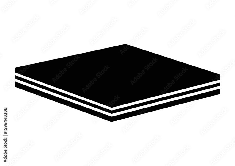 Flat black square object for design and creativity applications Flat black square object for design and creativity applications