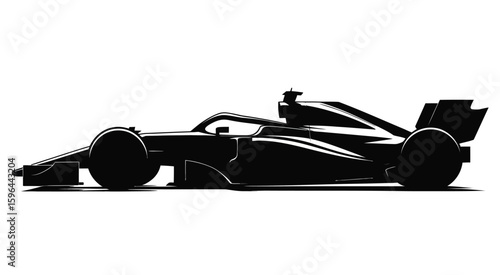 Sleek black silhouette of a modern formula 1 race car