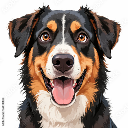 Happy Bernese Mountain Dog Close-Up Portrait