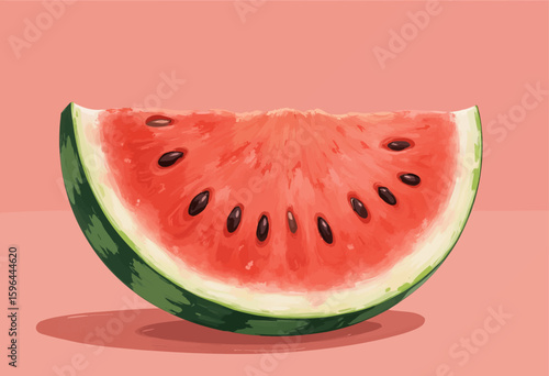 Juicy Watermelon Slice on Pink Background, Summer Refreshment