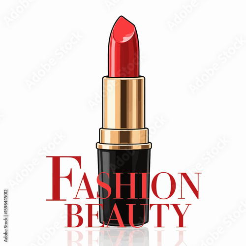 Luxurious Red Lipstick Fashion Beauty Illustration