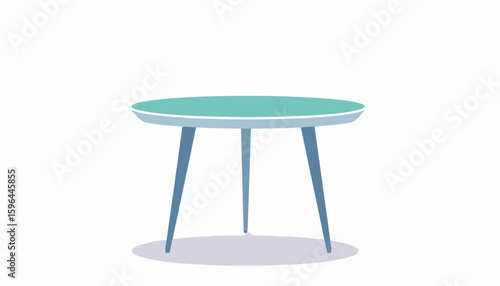 Minimalist Round Table in Soft Blue and Green Tones