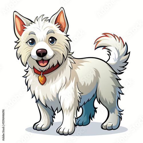illustration of a white dog