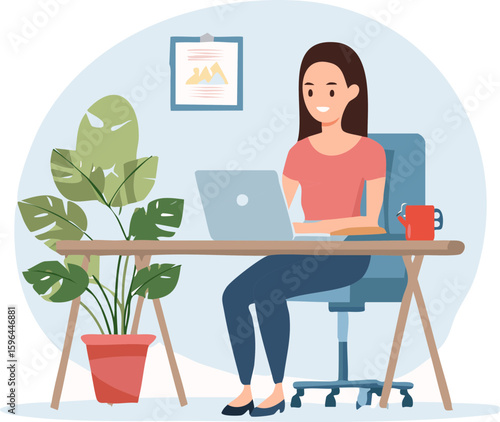 woman working on laptop