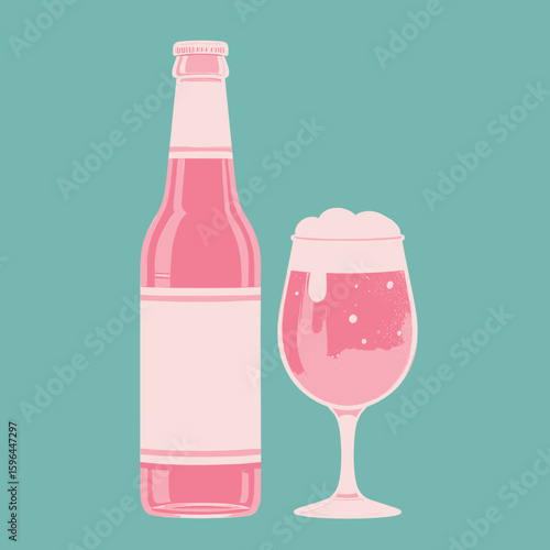 Refreshing Ros?: Bottle and Glass on Calm Teal Background
