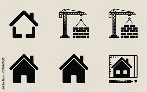 Construction and home building icons set
