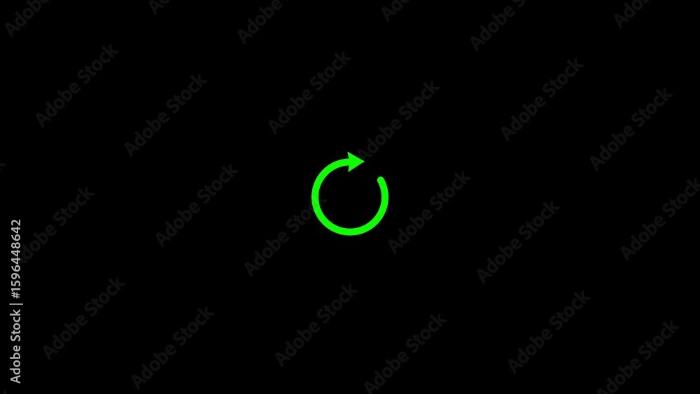 Green arrow rotating icon depicting refresh loading progress and continuous process Green arrow rotating icon depicting refresh loading progress and continuous process