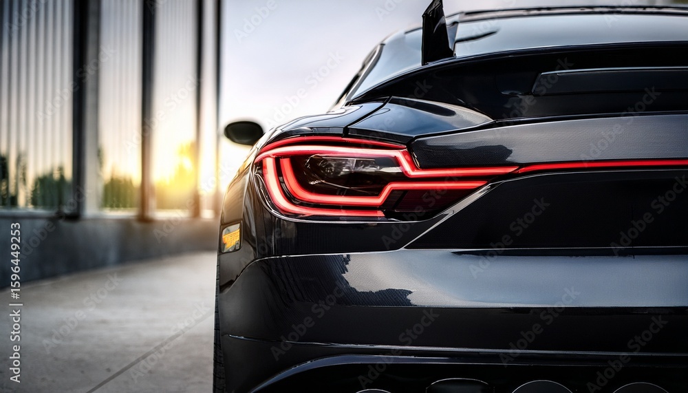 Fototapeta premium closeup of a black sports car s rear