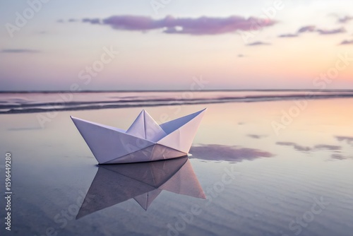 paper boat on the sea