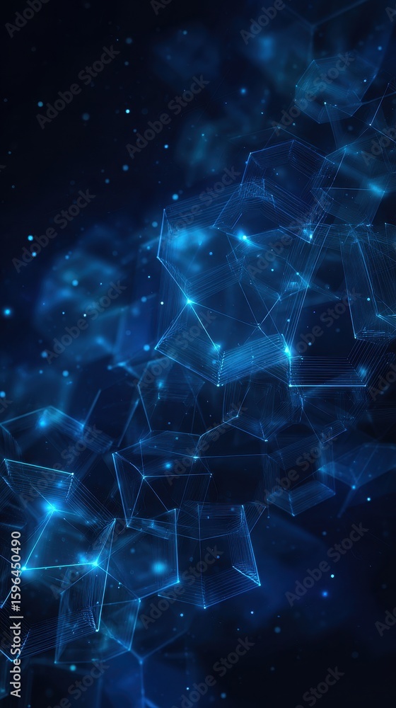 Fototapeta premium Vibrant photo of blue geometric shape abstract technology background.