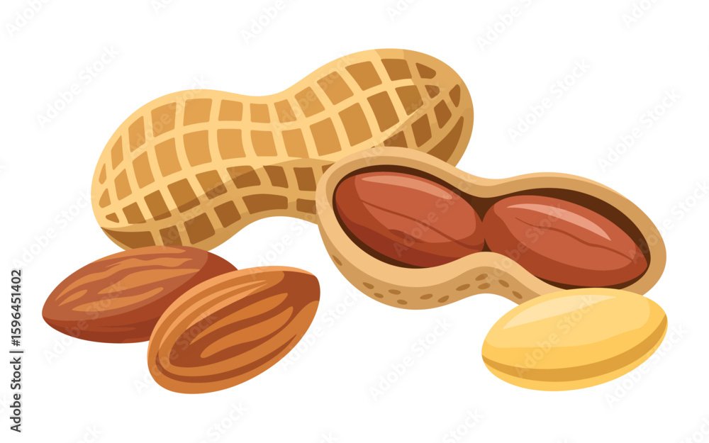 Obraz premium Peanuts and almonds healthy snack assortment