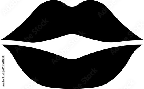 Woman lips icon in flat style.