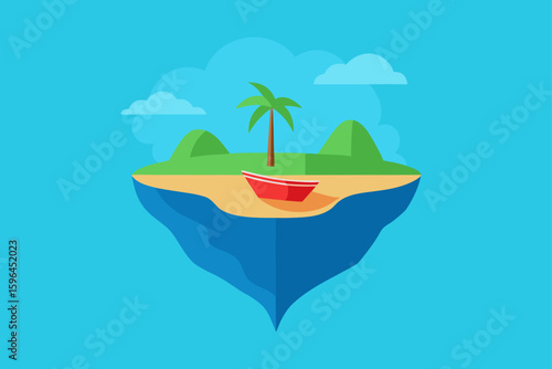 hidden paradise beach and floating boat