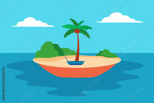 hidden paradise beach and floating boat