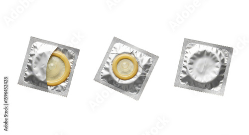 Three foilwrapped condoms in a row