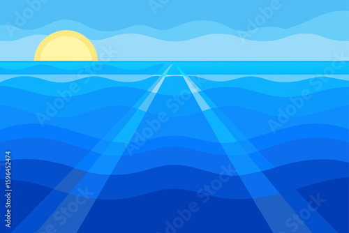 soft sunlight filters through ocean blues