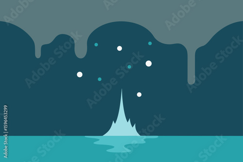 water sparkles under limestone overhang