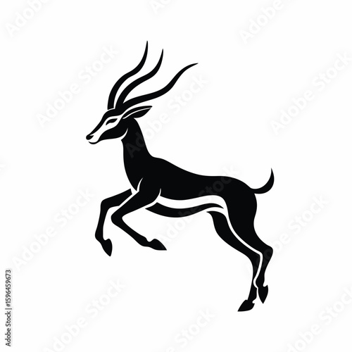 Springbok Leaping Silhouette Vector Icon – African Antelope Jumping Design