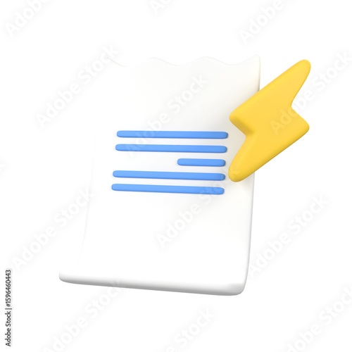 Payment Energy bill invoice paper isolated 3d render icon illustration