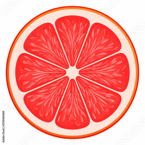 Vibrant Red Grapefruit Slice with Detailed Texture