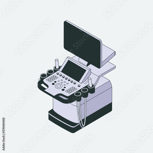 Modern medical ultrasound machine equipment illustration