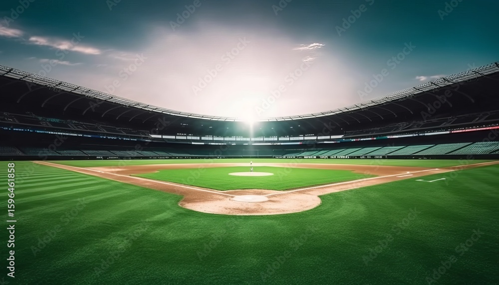 Fototapeta premium Special baseball stadium with green grass