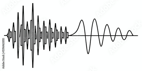 Audio waveform evolution, Transition from complex high frequency patterns to simplified low frequency signal
