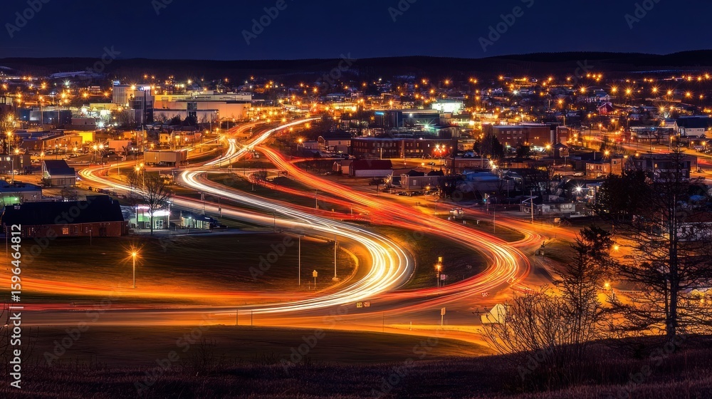 Fototapeta premium Night cityscape with light trails
