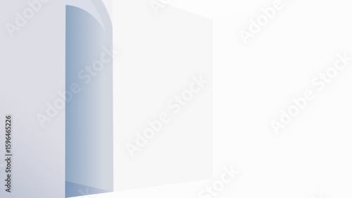 Modern Minimalist Architecture with Curved Blue Archway and White Geometric Forms