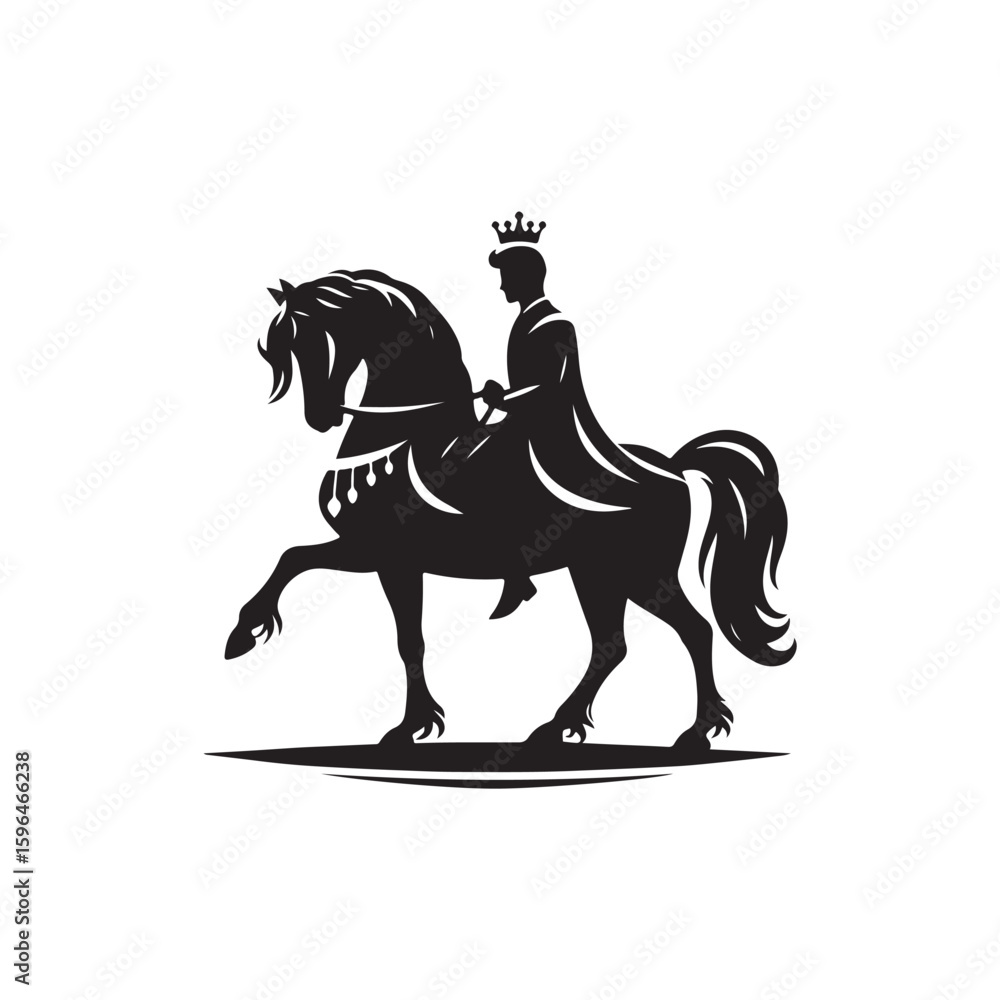 Naklejka premium Prince with horse Vector (4).eps