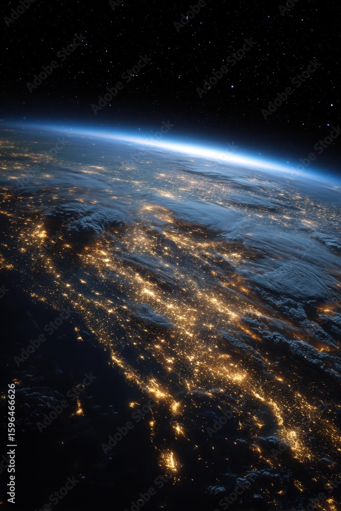 Obraz premium Global perspective of illuminated cities and atmosphere at night