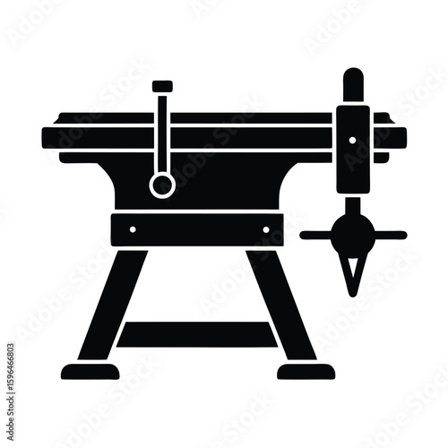 : Carpenter Bench Machine Silhouette  for Woodworking or Drafting