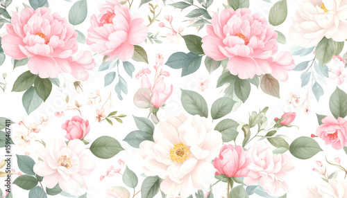 Wallpaper Mural Seamless retro floral design reminiscent of mid-century home decor. Torontodigital.ca