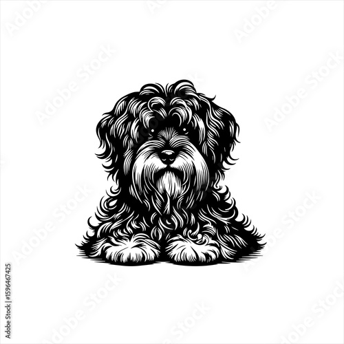 Adorable Fluffy Black Dog Portrait.