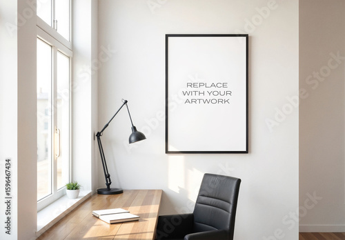 Frame Interior Canvas Wall Art Poster Room Mockup Template Blank Paper Texture