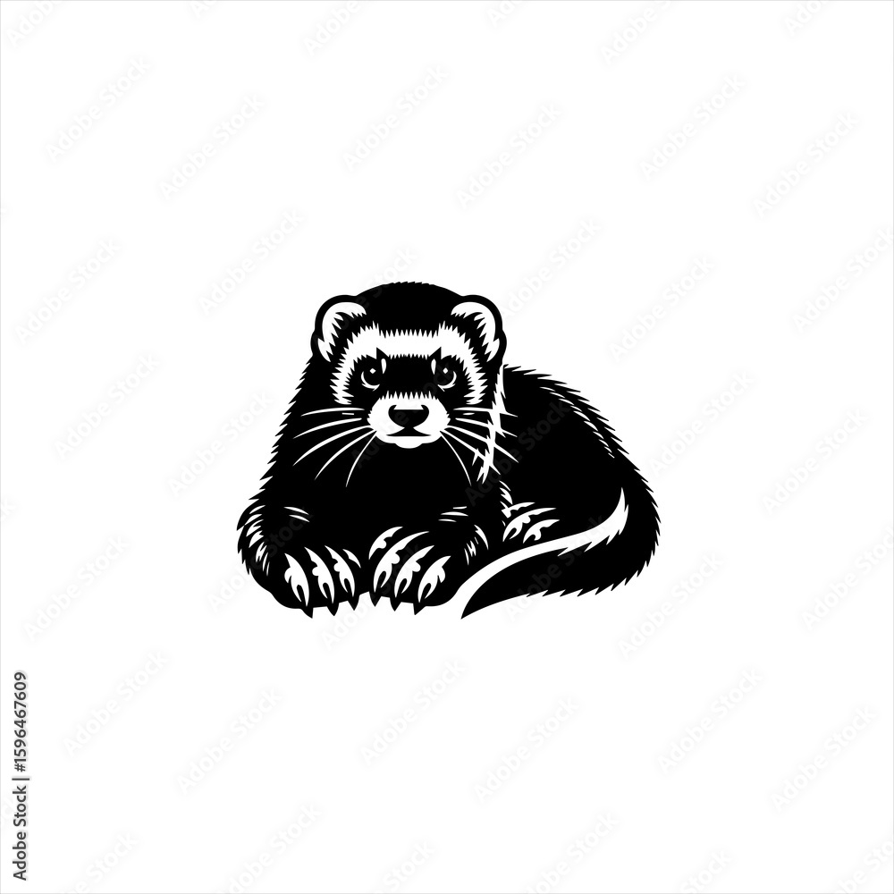 Obraz premium Black and White Ferret Illustration 1.