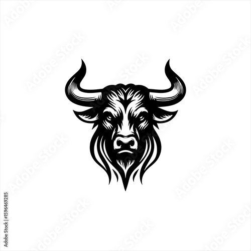 Fierce Black Bull Head Graphic Design.