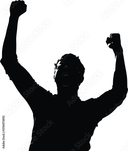 Silhouette of Person Showing Expression of Triumph and Strength