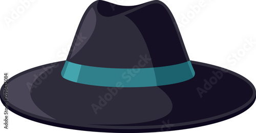Classic wide-brimmed male hat vector illustration
