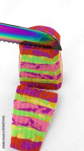 Very Satisfying and Relaxing Kinetic Sand ASMR video. Cutting anti stress macro close up colorful Kinetic Sand with a Knife. ASMR sounds.