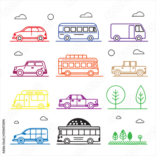 transport icons set