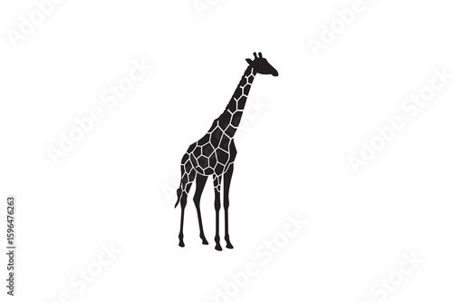 Giraffe Silhouette with Pattern Vector Tall Giraffe Silhouette Wildlife Artwork