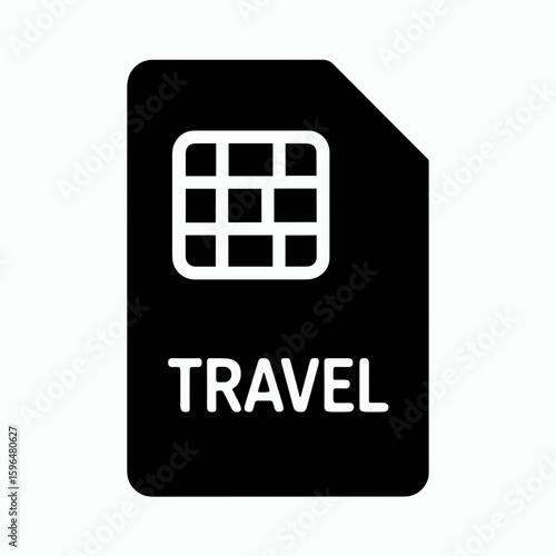 Travel SIM card icon (filled) – mobile connectivity symbol for tourists